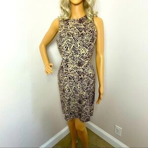 Vintage Silk Dress – Shift Style – Sleeveless – Aztec Design – Size 4